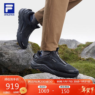 FILA 斐乐BOA WOLF男鞋跑步鞋2024春季户外旋钮运动鞋男 夜色黑-BN 41