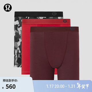 lululemon丨AIM 男士四角裤 3 条装 *新年款 透气 LM9AQOS 红梅洛/深红/迷彩灰多色 XL