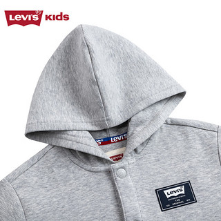 Levi's 李维斯童装男女童开衫连帽卫衣秋儿童针织夹克外套 温柔灰 110/56