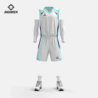 准者篮球服套装男士比赛训练套装背心印制球衣数码印 纯白色 S  M