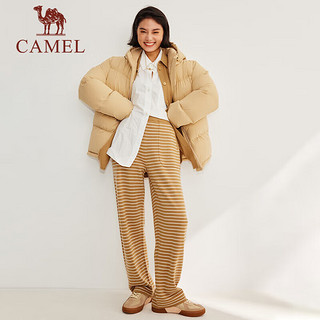 骆驼（CAMEL）羽绒服女【小虫系列】鹅绒短款保暖加厚户外休闲外套女 TE3QYR005 R005，椰壳色，女 XL