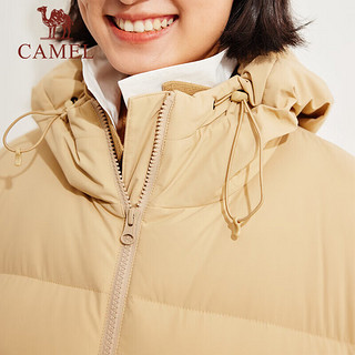 骆驼（CAMEL）羽绒服女【小虫系列】鹅绒短款保暖加厚户外休闲外套女 TE3QYR005 R005，椰壳色，女 XL