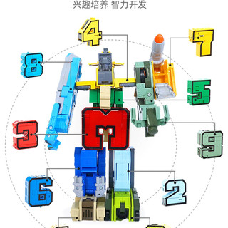 儿童益智玩具男孩数字变形拼装合体机器人汽车金刚字母5