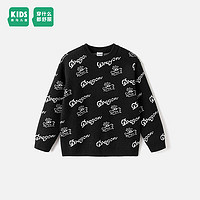 森马(Semir)儿童童装毛衫2024年春季男童女童时尚提花针织衫宽松套头 黑色90006 100cm