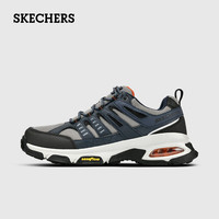 斯凯奇（Skechers）男鞋运动鞋舒适厚底缓震跑步鞋时尚复古休闲鞋 海军蓝色/灰色 45
