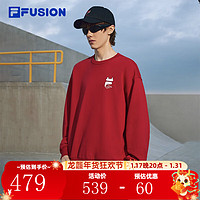 FILA FUSION斐乐潮牌龙年卫衣男女2024春季宽松套头衫 迷雾红-RD 185/104A/XXL