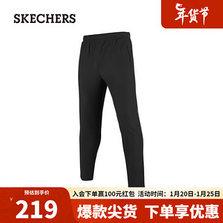 斯凯奇（Skechers）男加绒梭织长裤休闲运动户外 P423M170 碳黑/0018 XXL 