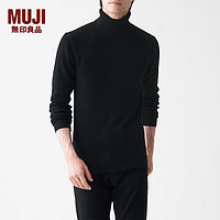 MUJI 無印良品 无印良品 MUJI 男式  罗纹 可水洗 高领毛衣 AAC01A1A 长袖针织衫 黑色 M