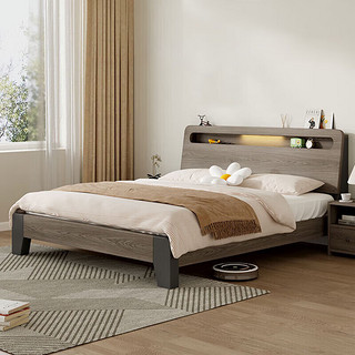 摩高空间 双人床实木床单人床木架床出租房床出租屋木床 1.2米加厚款