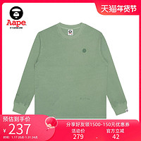 Aape 旗舰店男装秋冬字母刺绣猿颜徽章纯色长袖T恤0812XXH