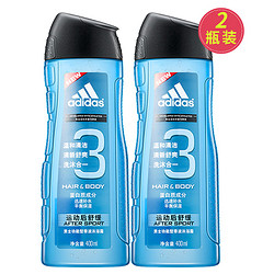 adidas 阿迪达斯 男士 沐浴露洗发沐浴二合一 运动后舒缓400ml*2瓶装