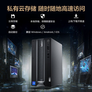 联想台式机 ThinkCentre neo P780 商用办公电脑主机(i5-12400 32G 1TSSD RTX3060-12G W11H)+27英寸 单主机+27英寸