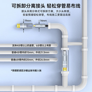 秋叶原 光纤hdmi线2.0版4K60Hz大小头线 电脑投影仪高清线工程装修穿管线 分离式穿管穿墙预埋 10米 QS8507