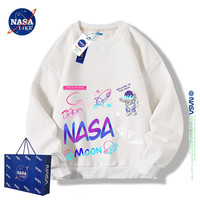 NASA LIKE男潮牌联名卫衣春季圆领宽松潮流宇航员联名打底衫上衣服 米白色 2XL(130-140)