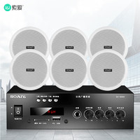 索爱(soaiy)SA-6006吸顶音响喇叭套装蓝牙家庭影院功放机吊顶背景音乐门店会议广播播放音箱5.5英寸一拖六 吸顶音响一拖六(30W+5.5英寸)
