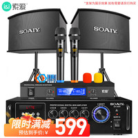 索爱(soaiy)M6家庭影院KTV音响套装客厅家用电视唱K歌商用门店会议设备卡拉ok全套专业功放音箱话筒组合 套装-双无线话筒(约80平)