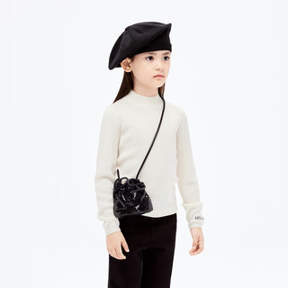 little MO&Co.美丽诺羊毛 little moco童装24春男女童半高领长袖打底衫毛衣 米白色 110/52