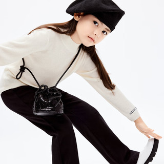little MO&Co.美丽诺羊毛 little moco童装24春男女童半高领长袖打底衫毛衣 米白色 110/52