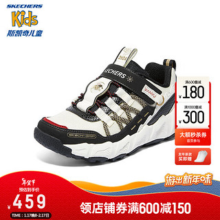 Skechers斯凯奇2024新年儿童鞋男童老爹鞋大童户外运动鞋407115L 白色/黑色/WTBK 39码