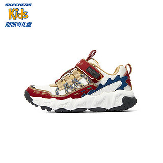 Skechers斯凯奇新年奇龙鞋男童魔术贴老爹鞋龙年印花运动鞋407115L 白色/红色/WRD 37