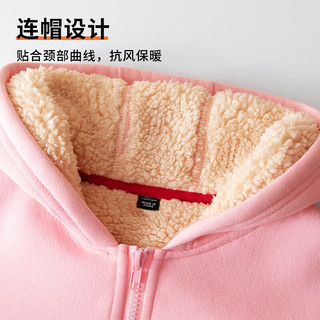 班尼路女童加绒外套冬女大童羊羔绒连帽卫衣开衫儿童加厚冬装上衣 灰/BN粉狐狸k+BN粉狐狸 120