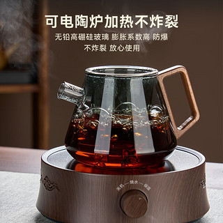 天喜（TIANXI）玻璃茶壶泡茶壶茶具套装大容量茶水分离水杯泡茶杯过滤茶壶 透明色-700ml