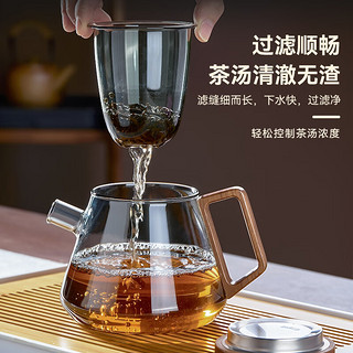 天喜（TIANXI）玻璃茶壶泡茶壶茶具套装大容量茶水分离水杯泡茶杯过滤茶壶 透明色-700ml