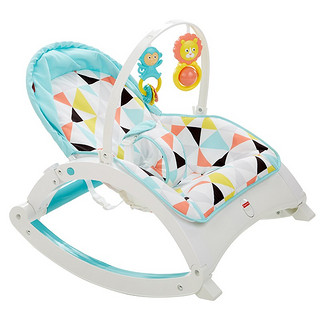 费雪婴儿器玩具宝宝摇椅安抚哄睡男女宝宝脚踏钢琴架 摇椅GFN32送海马