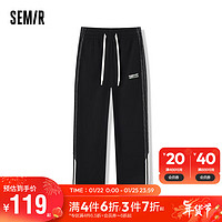 森马（Semir）永久联名系列休闲裤女撞色抓绒阔腿裤冬2023长裤运动109723127010 黑色90001 L