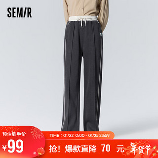 森马（Semir）休闲裤女撞色抓绒长裤ins潮冬季宽松抽绳束脚运动风107722127030 深花灰00102 M