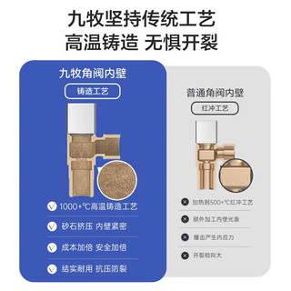 九牧（JOMOO）角阀铜加厚三角阀冷热八字阀马桶热水器角阀止水阀门开关厨卫配件 方形3只装【2冷1热】