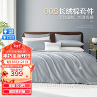 博洋（BEYOND）60支新疆长绒棉四件套纯棉床单四件套全棉套件100%棉被套刺绣被罩 【60S新疆棉】蝶梦（灰） 1.5米床(被套200x230cm)
