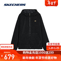 斯凯奇（Skechers）CNY 新年系列男女同款针织连帽外套L124U025 碳黑/0018 XXL