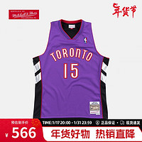 NBA复古球衣SW猛龙队1999-2000赛季卡特15 Mitchellness运动无袖球衣 紫色2 2XL