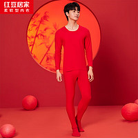 红豆居家 秋冬男女无痕磨毛抗菌秋衣秋裤保暖内衣套装 男-中国红 180/105