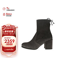 STUART WEITZMAN SW女士SHORTY系列显瘦粗跟高跟系带圆头短靴 灰色35.5