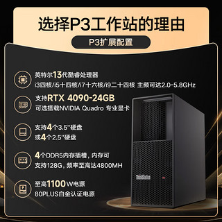 联想 ThinkStation P3P350P360图形工作站主机建模渲染部分支持win7 13代P3  i9-13900K 24核 3.0G 64G内存/512G+4T/RTX4070 12G