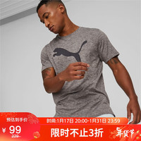 彪马(PUMA)男子 跑训系列 短袖T恤523004-53灰色-黑色 亚洲码XL(185/104A)