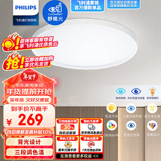 PHILIPS 飞利浦 led卧室灯吸顶灯房间主卧书房客厅现代简约灯具36W三色 星环白边