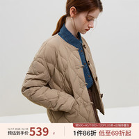 范思蓝恩23FS14073国风盘扣轻薄白鸭绒羽绒服女冬季2023外套 咖啡棕 M