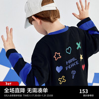 MiniPeace太平鸟童装春秋新男童长T恤F1CPD3A02 黑色1 150cm