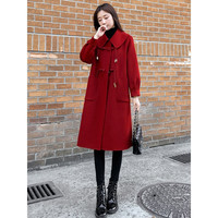 苏洛琳（SULUOLIN）红色双面绒大衣女20季小个子毛呢大衣女士装外套中 红色 S(：85-110斤)