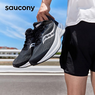 索康尼（SAUCONY）男鞋 2024春胜利21竞速跑鞋舒适透气运动鞋耐磨减震跑步鞋 胜利21/重磅来袭/黑白 40.5 内长255mm