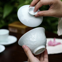意叁手作仿宋湖田窑影青瓷中式复古家用办公茶具杜若夕颜套装