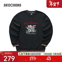 斯凯奇（Skechers）【秦霄贤同款】2024龙年男女同款圆领卫衣时尚百搭L124U052 碳黑/0018 XXL