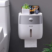 ecoco 意可可 免打孔创意防水纸巾架厕纸盒厕所卫生纸置物架抽纸盒 双层 灰 白