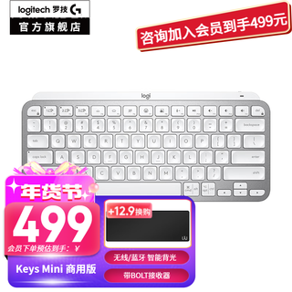 logitech 罗技 MX Keys Mini无线蓝牙键盘 充电办公ipad键盘 薄膜超薄妙控键盘 科技灰商用版（带Bolt接收器）