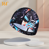 361°成人泳帽时尚潮流专业舒适长发游泳帽男女通用布帽黑红色