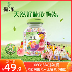 溜溜梅 1.08kg五味超值梅冻桶 蒟蒻果汁果冻儿童休闲零食