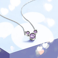 迪士尼100周年紫色米奇项链s925银时尚设计感锁骨链饰品